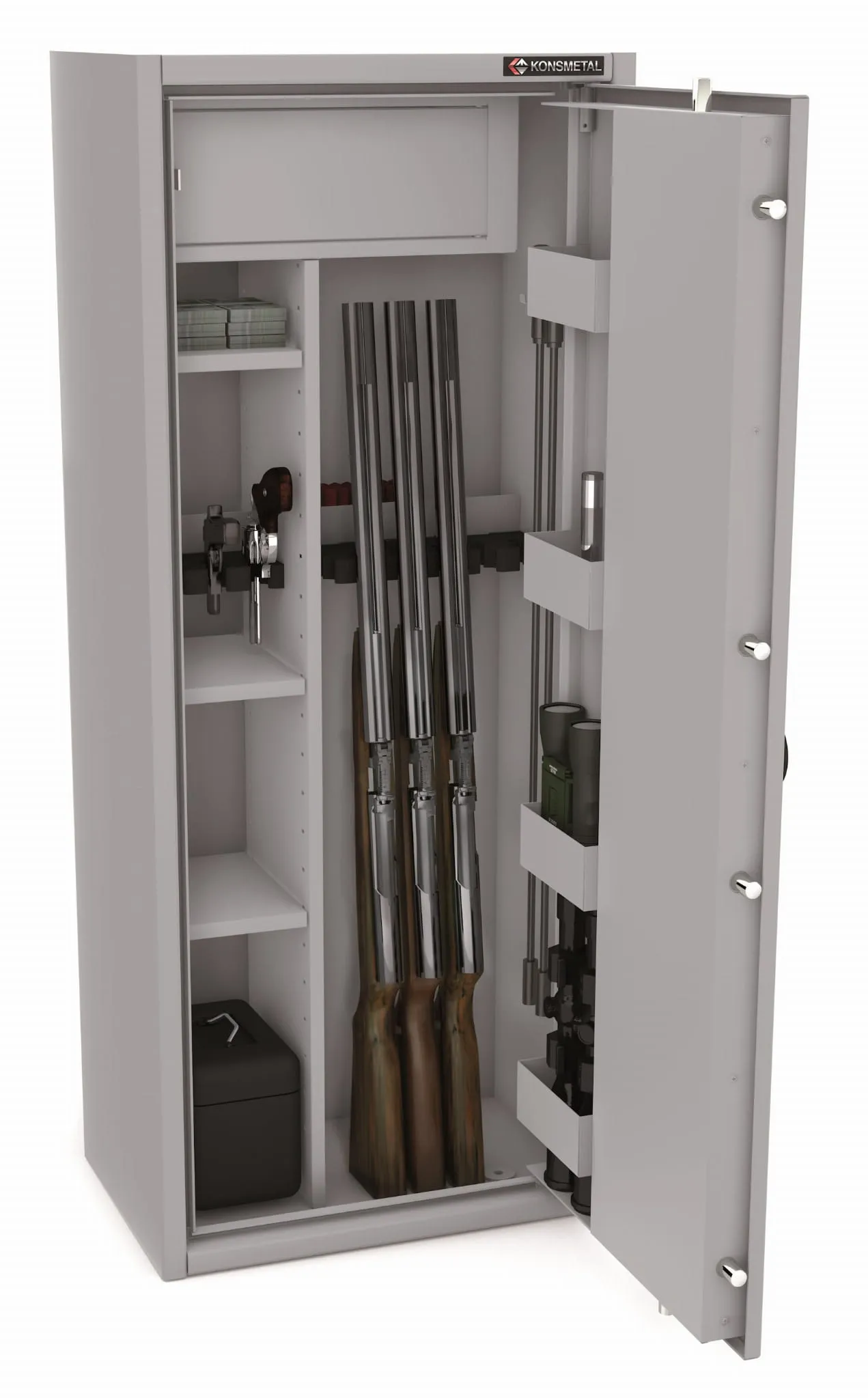 Szafa na broń długą MLB 150D/6+4 Szafa na 6 jednostek broni długiej + 4 krótkiej Klasa bezpieczeństwa S1 Szafa na broń długą MLB 150D/6+4